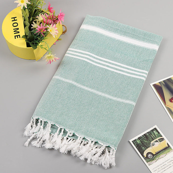 Striped Cotton Turkish Towel Throw Blanket